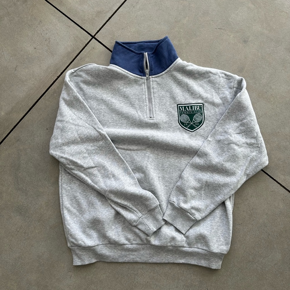 Gray Malibu Quarter-Zip Sweater